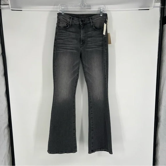 Mother The Weekender Dark Denim High Waist Flare Jeans in Wanted Black 30 NWT